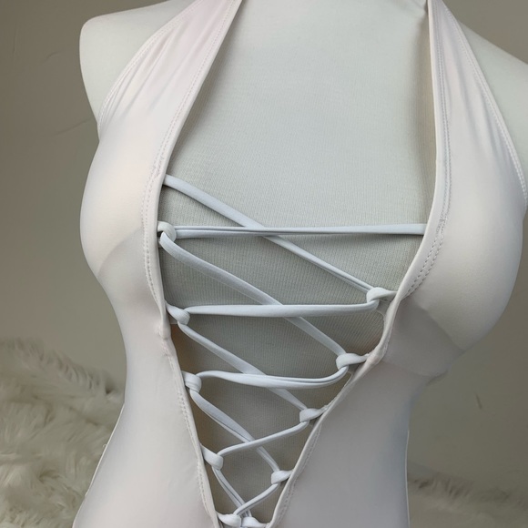 Fabletics plunging V-neck lace-up swimsuit - Picture 3 of 7